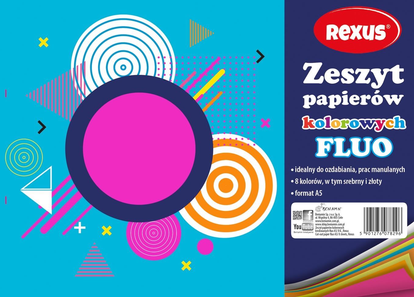 Beniamin Zeszyt papierów kolorowych kredowanych FLUO A5/8k