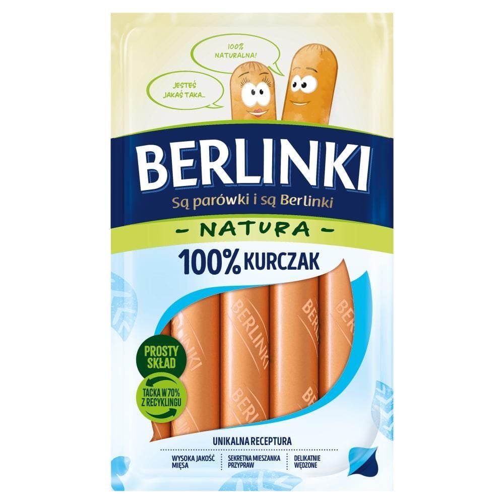 Berlinki Natura Kiełbasa 100 % kurczak 160 g