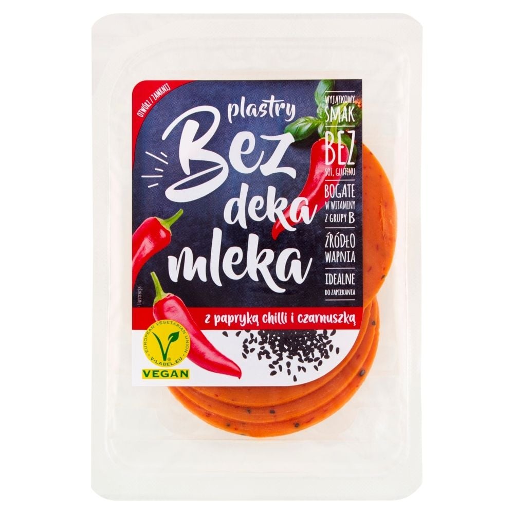 Bez deka mleka Plastry z papryką chilli i czarnuszką 100 g