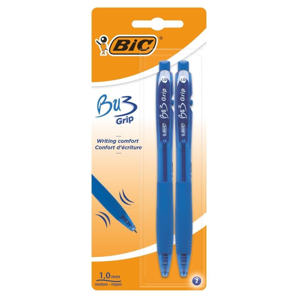 BIC Bu3 Grip Długopis niebieski Blister 2szt