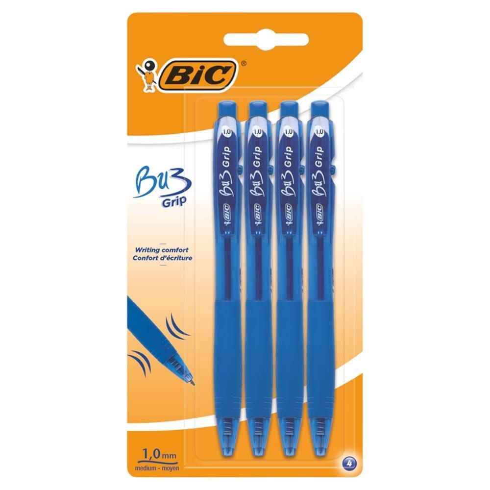 BIC Bu3 Grip Długopis niebieski Blister 4szt