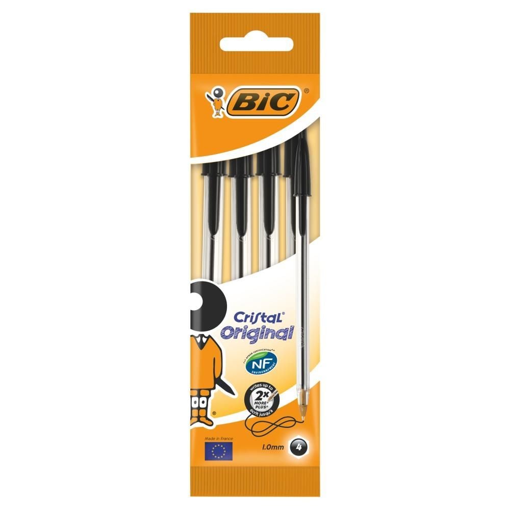 BIC Cristal Original Długopis czarny Opakowanie 4szt