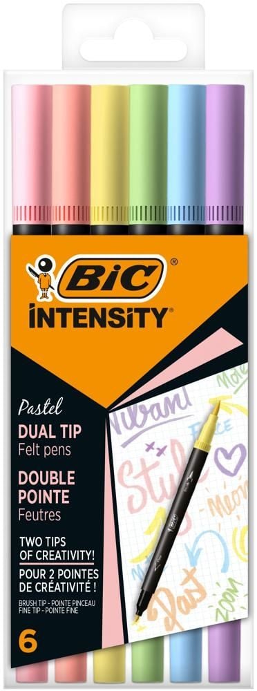 BIC Intensity Dual Tip Pastel Pisak dwustronny mix Etui 6szt