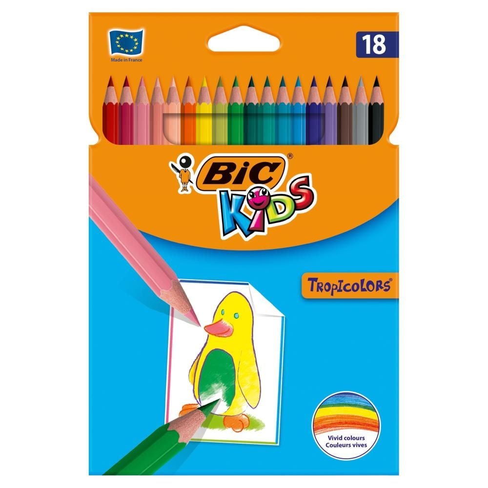 BIC Kids Tropicolors Kredki Ołówkowe Pudełko 18zt