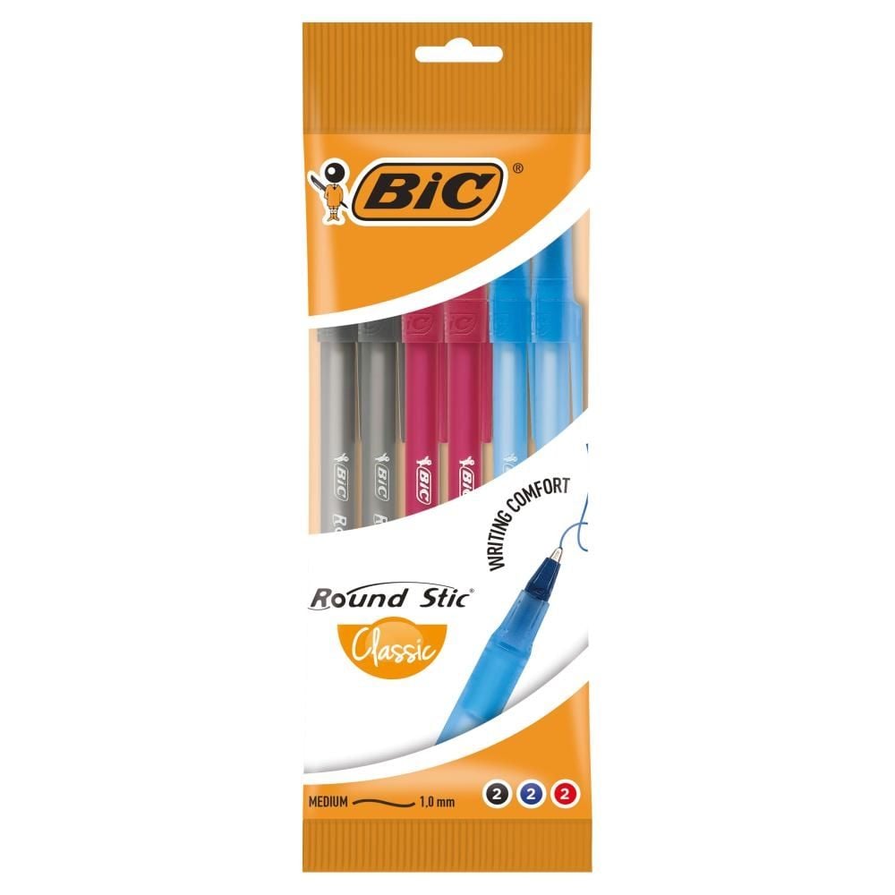 BIC Round Stic Classic Długopis mix AST Pouch 6szt