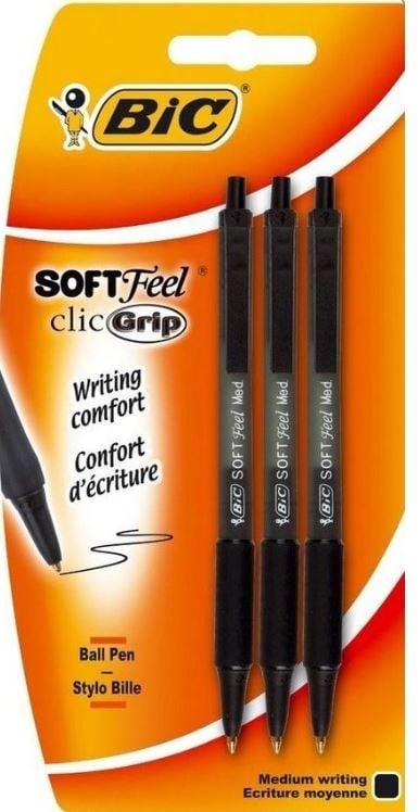 BIC Soft Feel Długopis czarny Blister 3szt