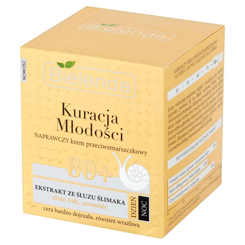 Bielenda Kuracja Młodości 80+ Naprawczy krem przeciwzmarszczkowy na dzień noc 50 ml