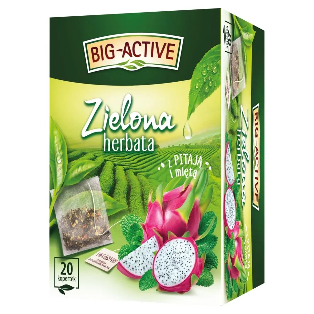 Big-Active Zielona herbata z pitają i miętą 30 g (20 x 1,5 g)