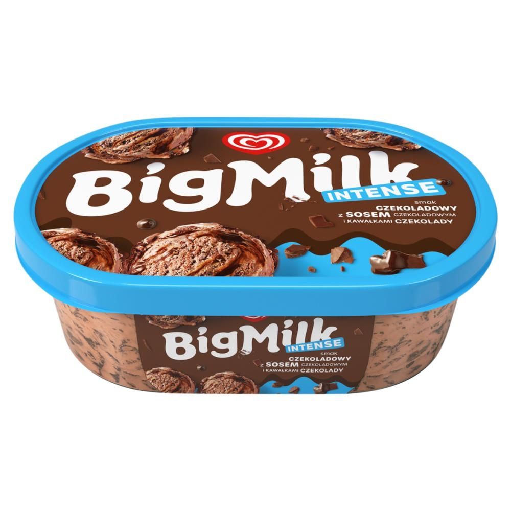 Big Milk Intense Lody smak czekoladowy z sosem czekoladowym i kawałkami czekolady 900 ml