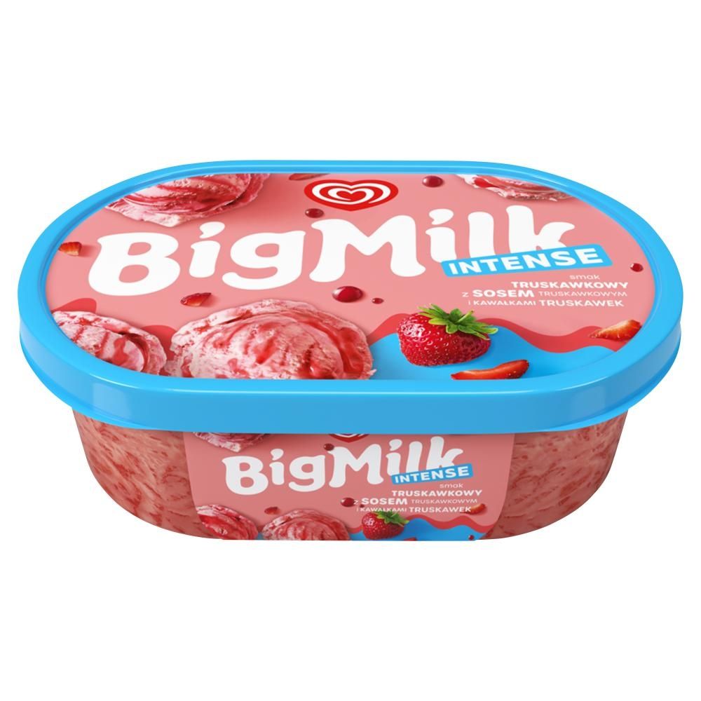 Big Milk Intense Lody smak truskawkowy z sosem truskawkowym i kawałkami truskawek 900 ml