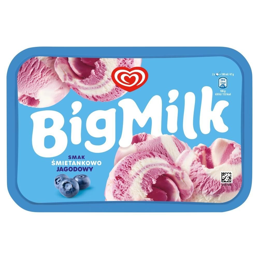 Big Milk Lody o smaku śmietankowo-jagodowym 900 ml