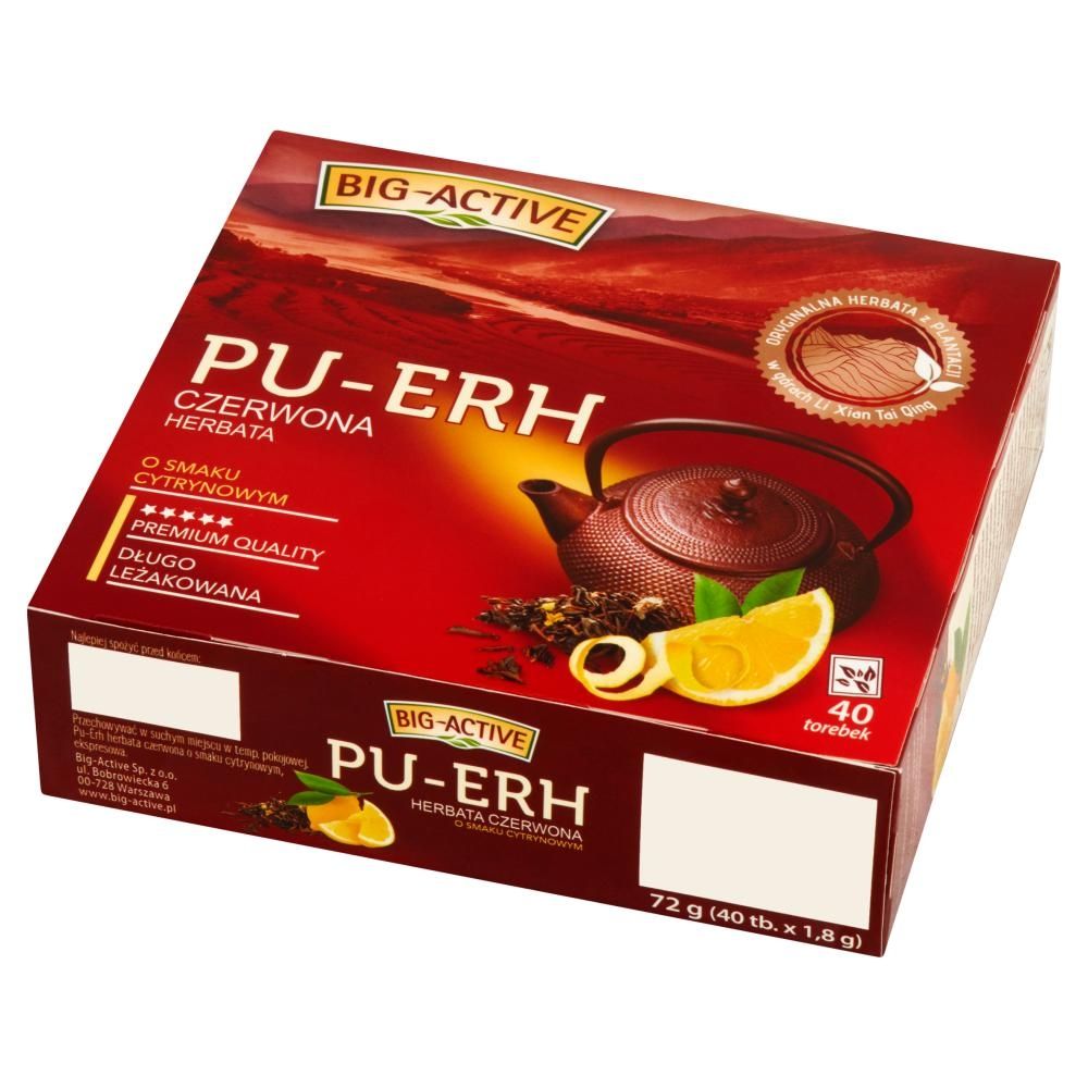 Big-Active Pu-Erh Herbata czerwona o smaku cytrynowym 72 g (40 torebek)