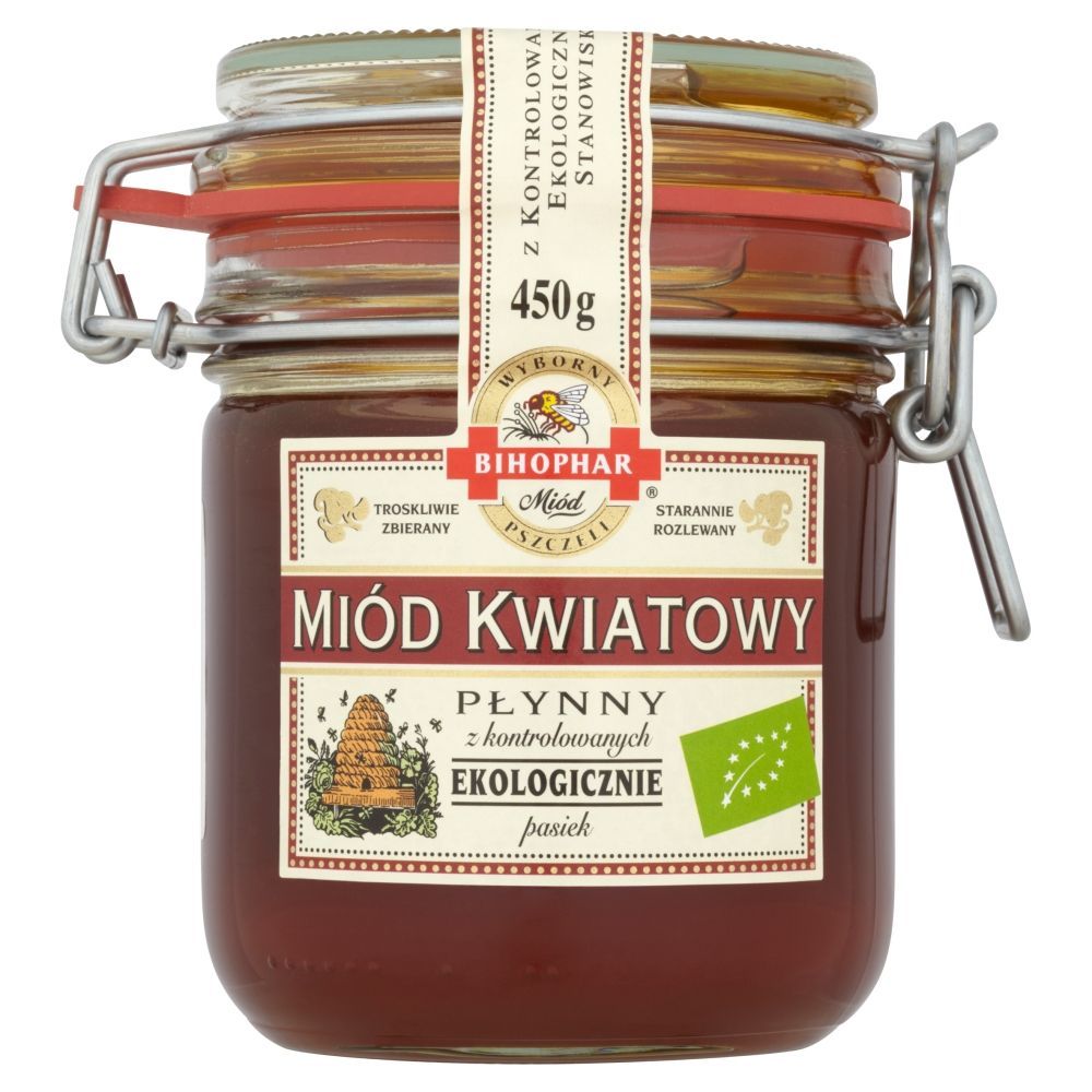 Bihophar Miód kwiatowy płynny ekologiczny 450 g