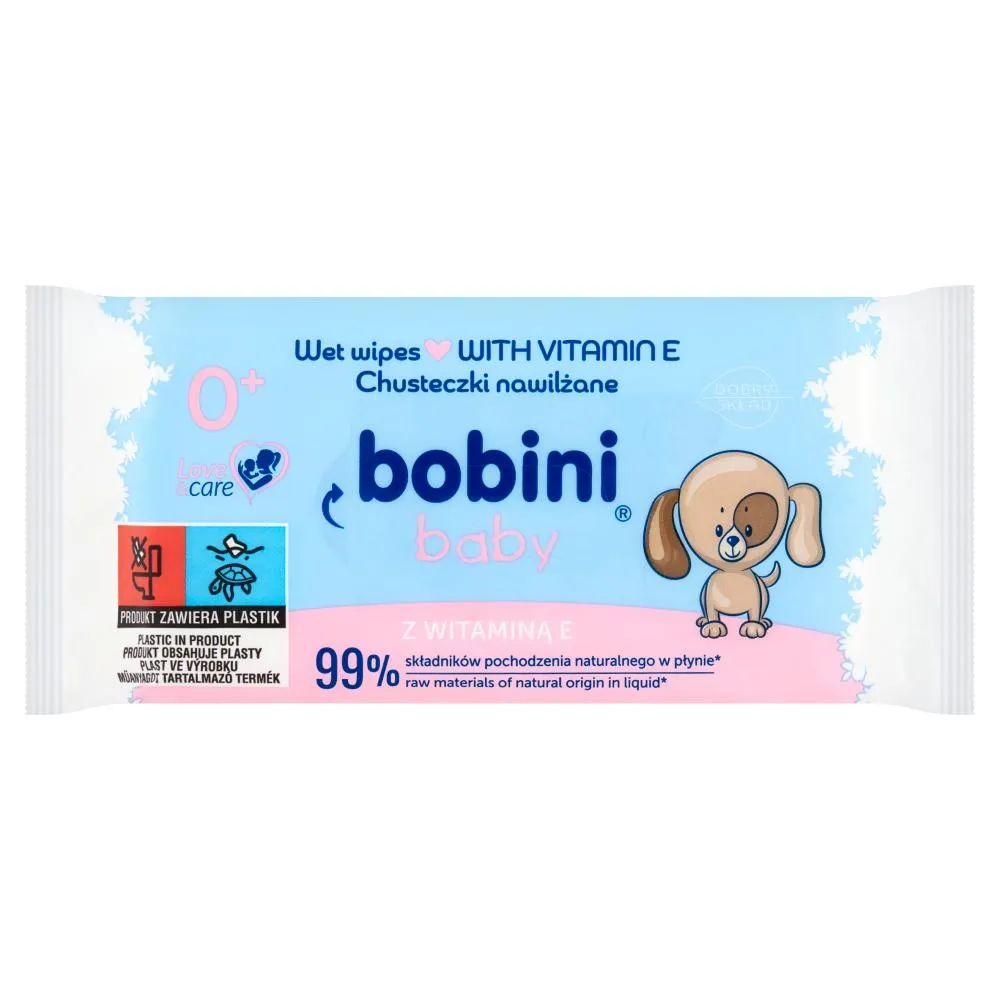 bobini Baby Chusteczki nawilżane z witaminą E 60 sztuk