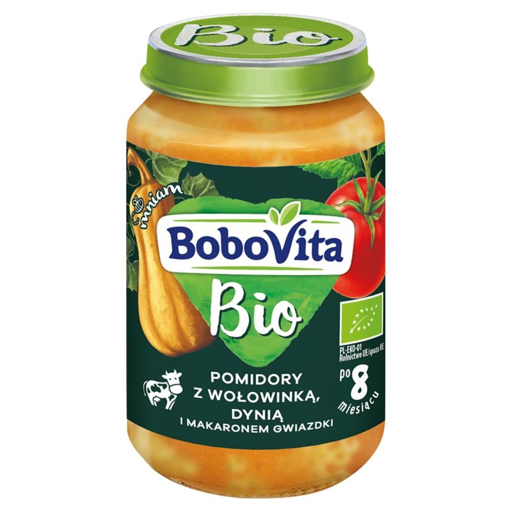 BoboVita Bio Pomidory z wołowinką dynią i makaronem gwiazdki po 8 miesiącu 190 g