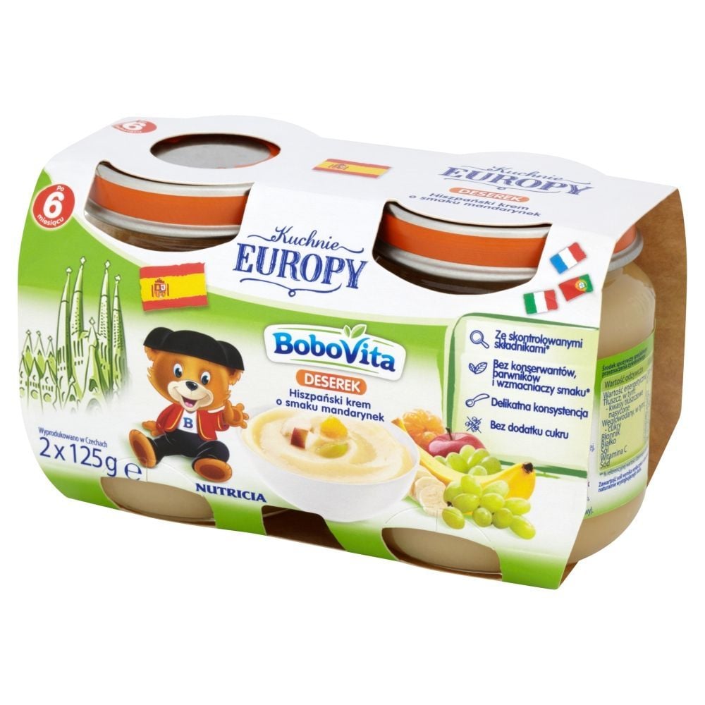 BoboVita Kuchnie Europy Deserek Hiszpański krem o smaku mandarynek po 6 miesiącu 2 x 125 g