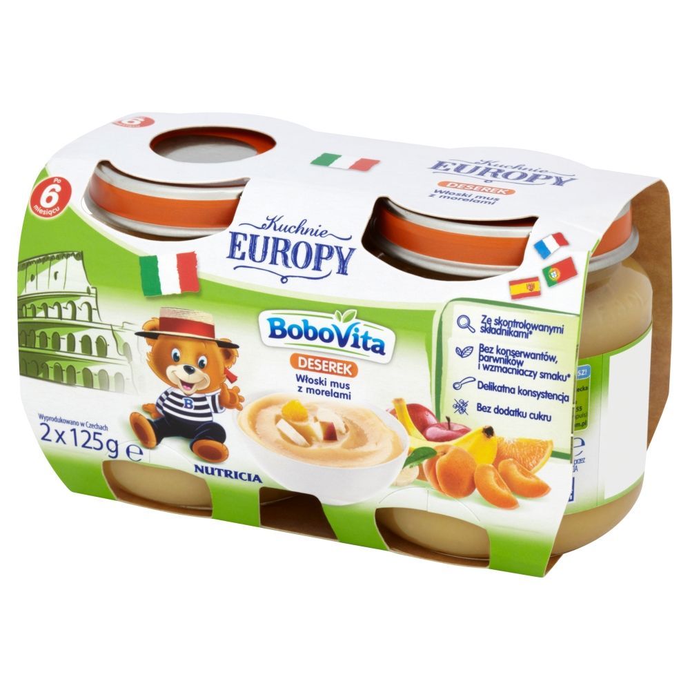 BoboVita Kuchnie Europy Deserek Włoski mus z morelami po 6 miesiącu 2 x 125 g