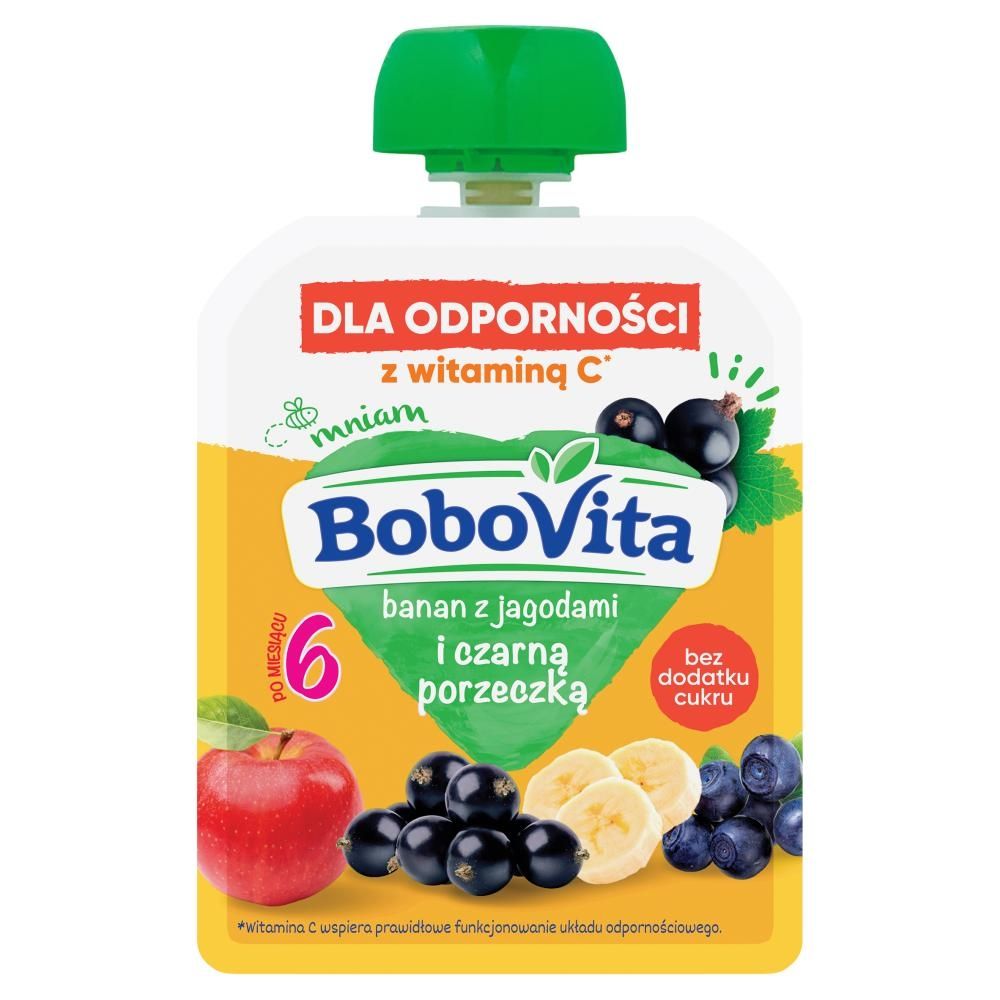 BoboVita Mus banan z jagodami i czarną porzeczką po 6 miesiącu 80 g