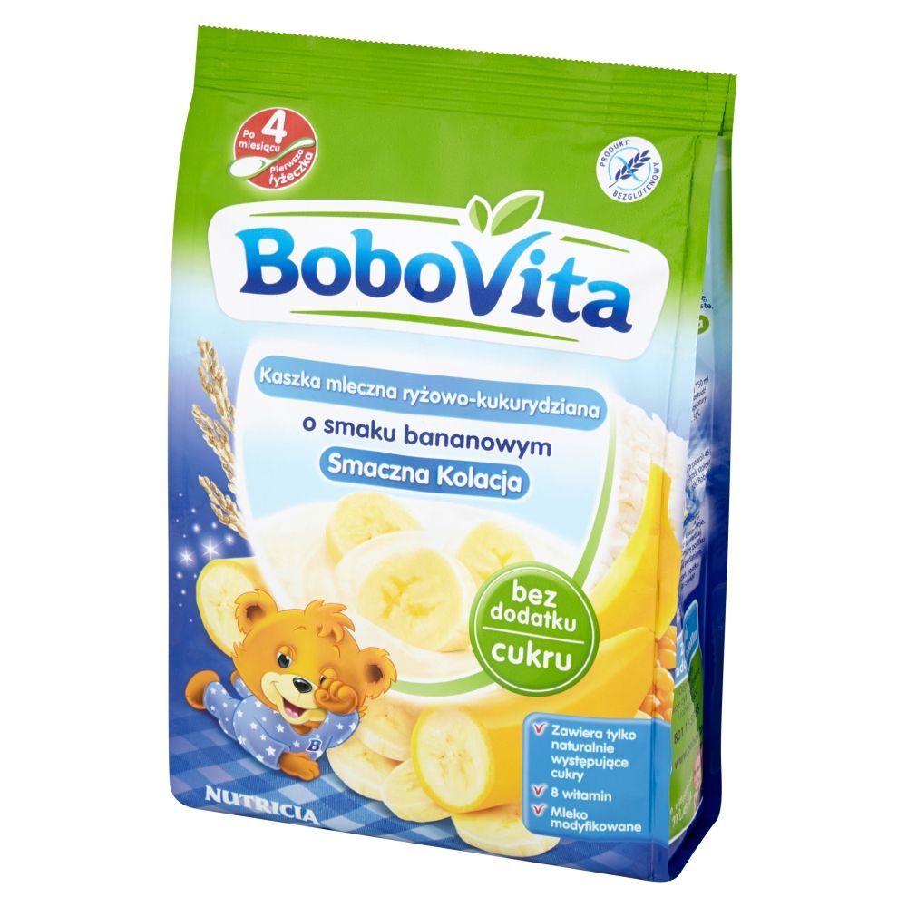 BoboVita Smaczna Kolacja Kaszka mleczna ryżowo-kukurydziana o smaku bananowym po 4 miesiącu 230 g