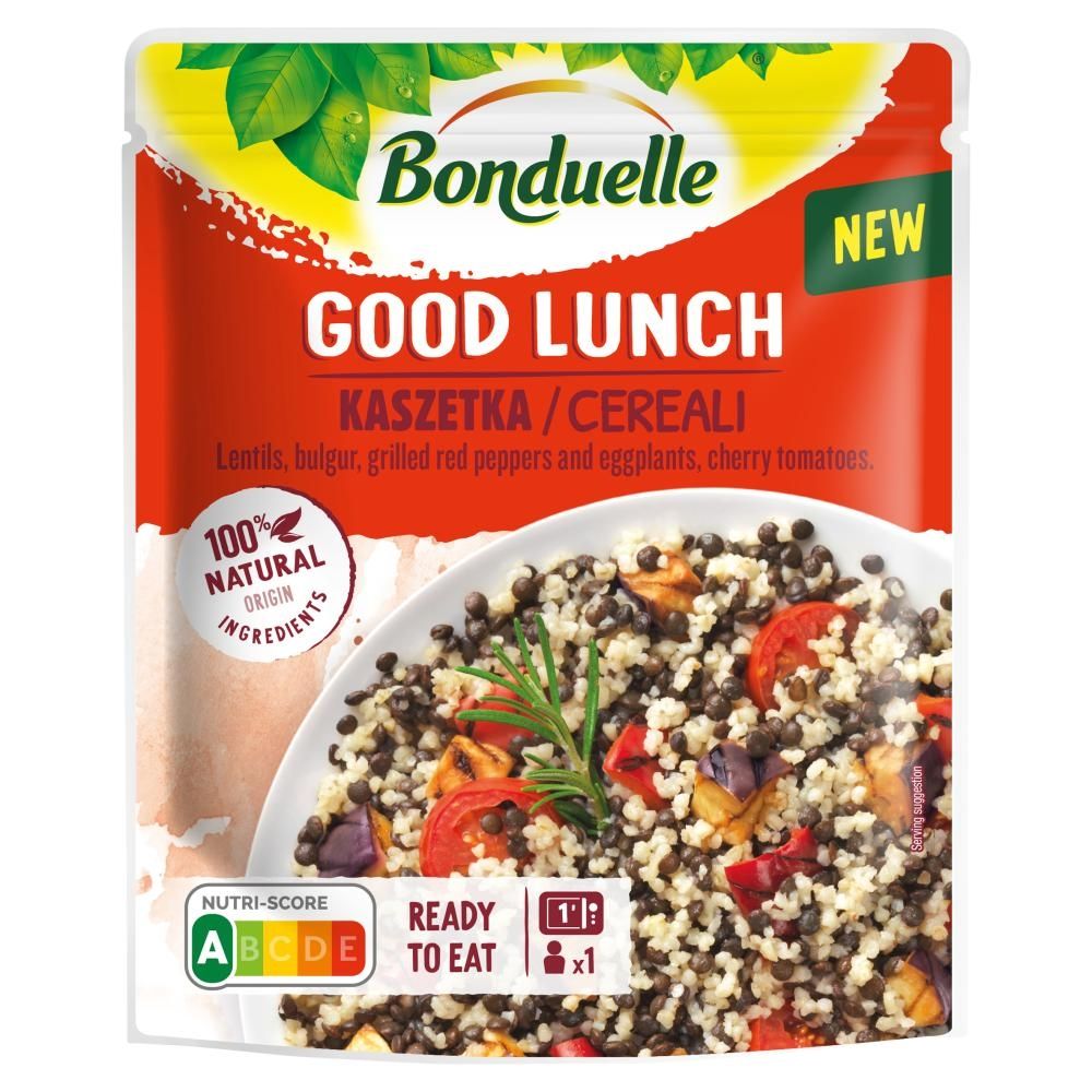 Bonduelle Good Lunch Kaszetka Mieszanka soczewicy bulguru warzyw grillowanych pomidorków 250 g