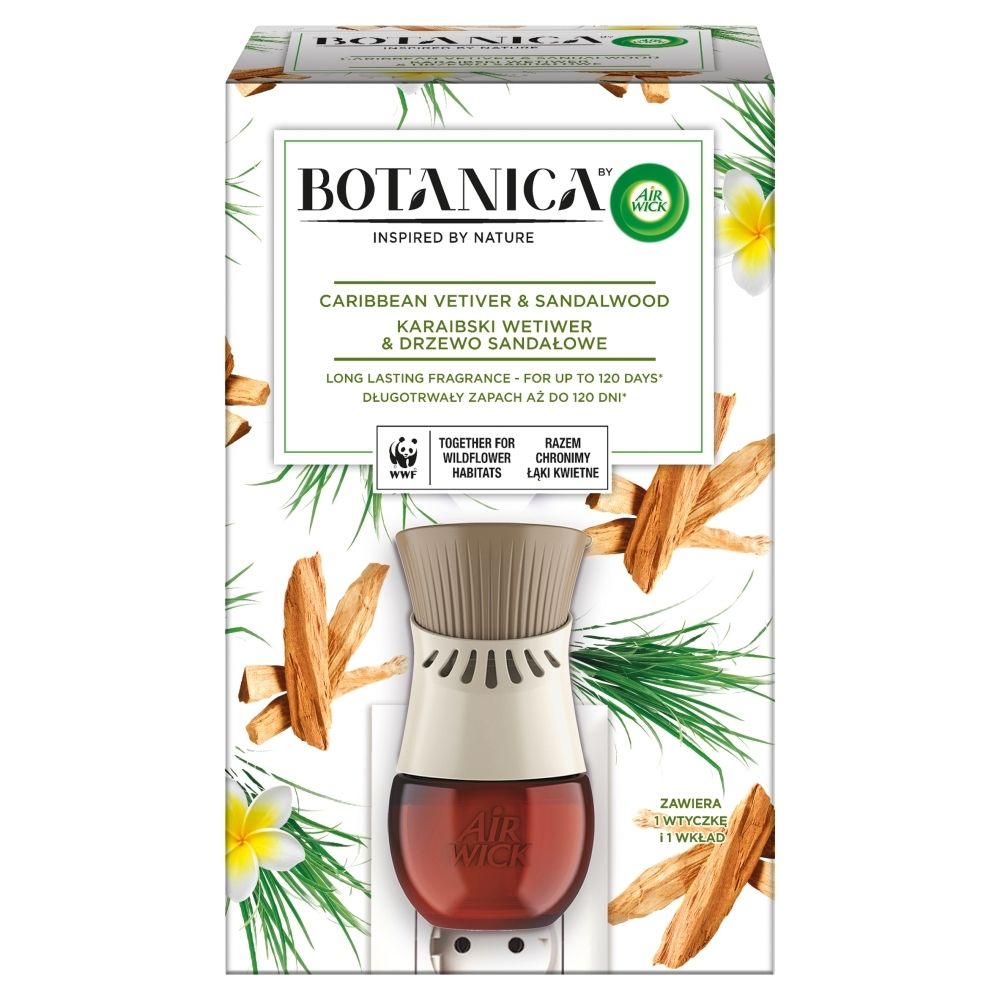 Botanica by Air Wick Elektryczny odświeżacz powietrza karaibski wetiwer & drzewo sandałowe 19 ml