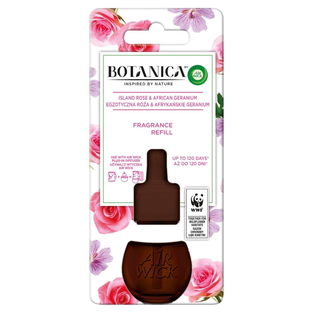 Botanica by Air Wick Wkład do elektrycznego odświeżacza egzotyczna róża & afrykańskie geranium 19 ml