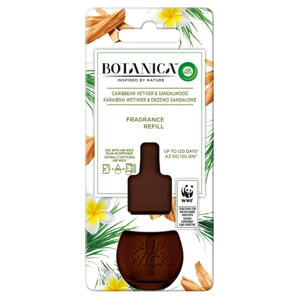 Botanica by Air Wick Wkład do elektrycznego odświeżacza karaibski wetiwer & drzewo sandałowe 19 ml