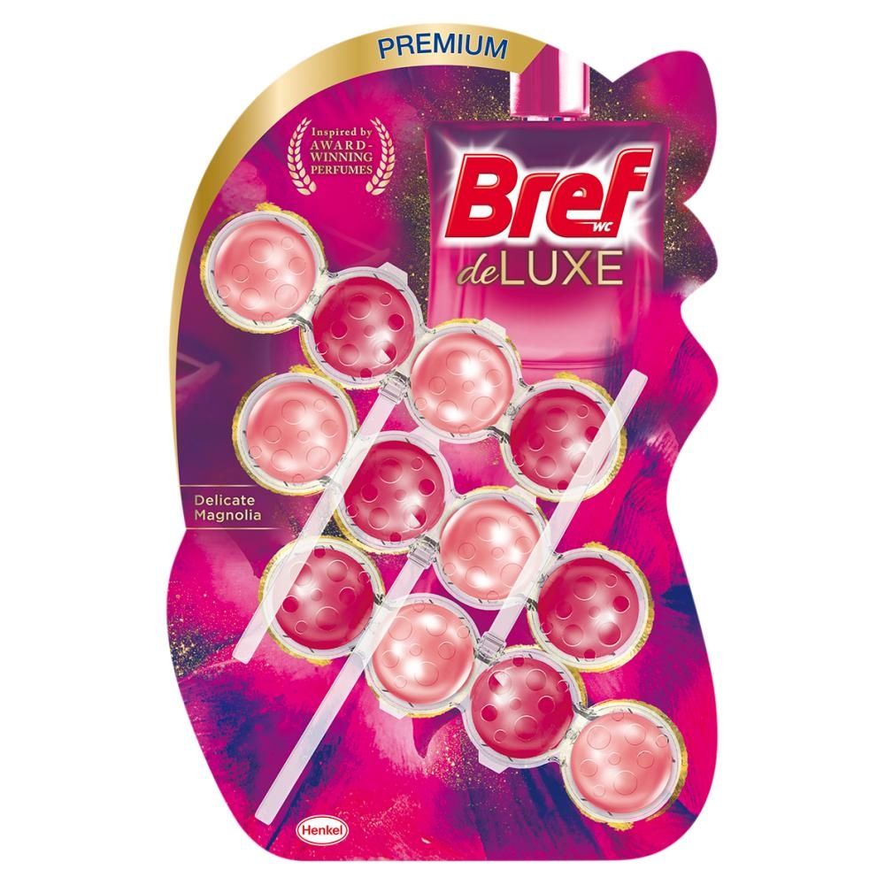 Bref WC DeLuxe Zawieszka myjąco-zapachowa do muszli WC delikatna magnolia 3 x 50 g