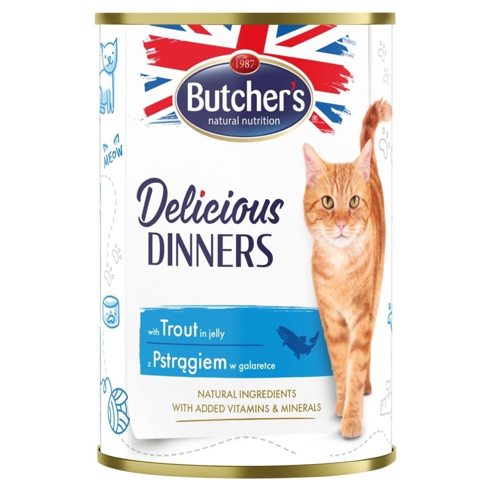 Фото - Корм для кішок Butchers Butcher's Delicious Dinners Karma dla kotów z pstrągiem w galaretce 400 g 