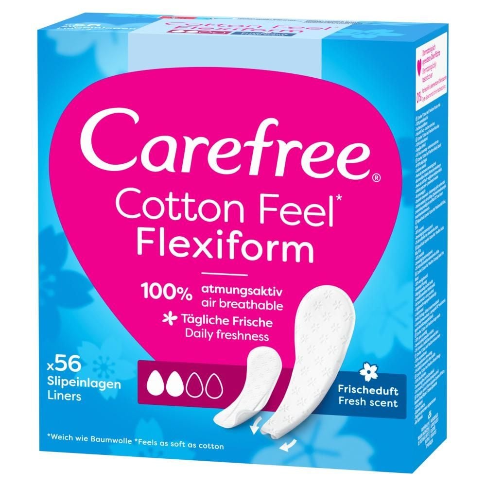 Carefree Cotton Feel Flexiform Wkładki higieniczne świeży zapach 56 sztuk