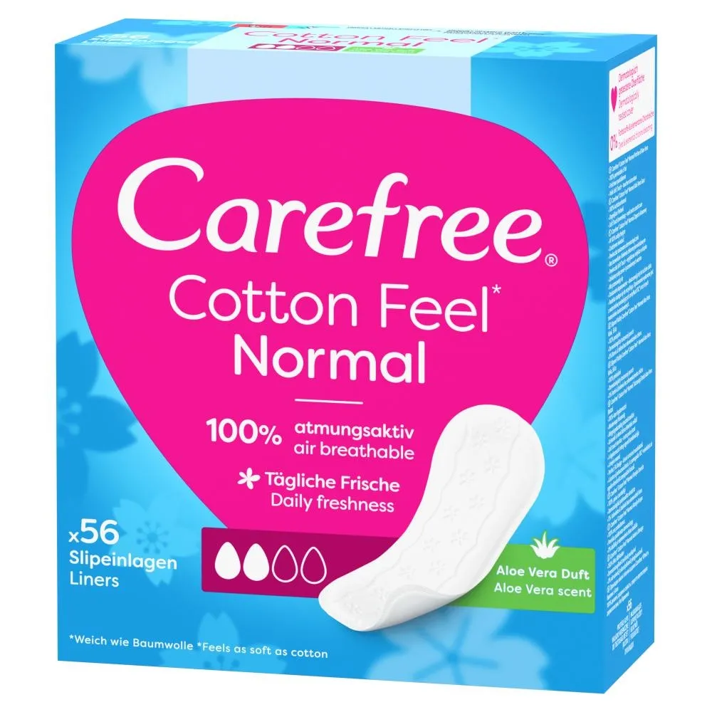 Carefree Cotton Feel Normal Wkładki higieniczne zapach aloesowy 56 sztuk