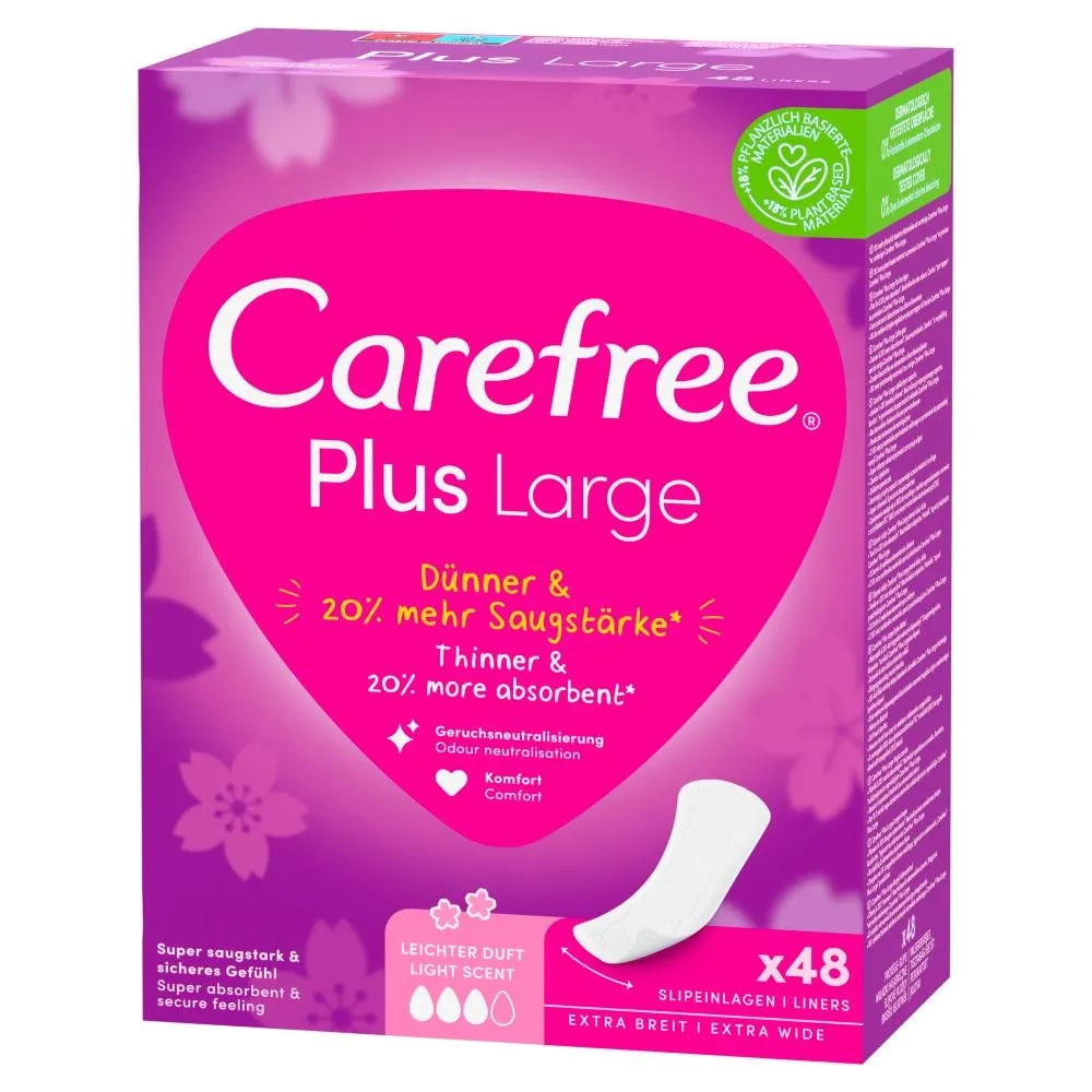 Carefree Plus Large Wkładki higieniczne o delikatnym zapachu 48 sztuk