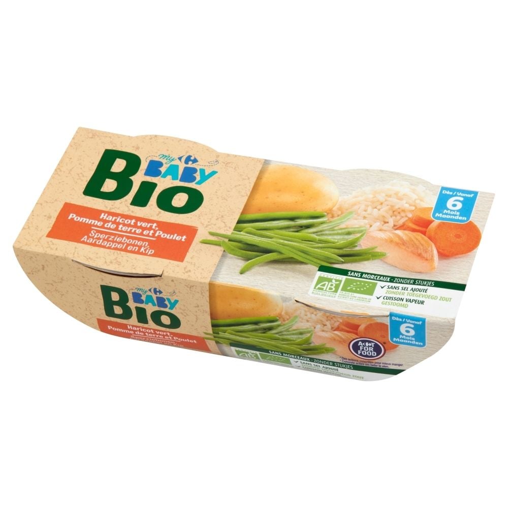 Carrefour Baby Bio Ekologiczny obiadek na bazie zielonej fasolki po 6. miesiącu 400 g (2 x 200 g)