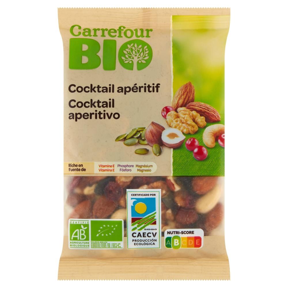 Carrefour Bio Ekologiczna mieszanka suszonych owoców pestek dyni i suszonej słodzonej żurawiny 125 g