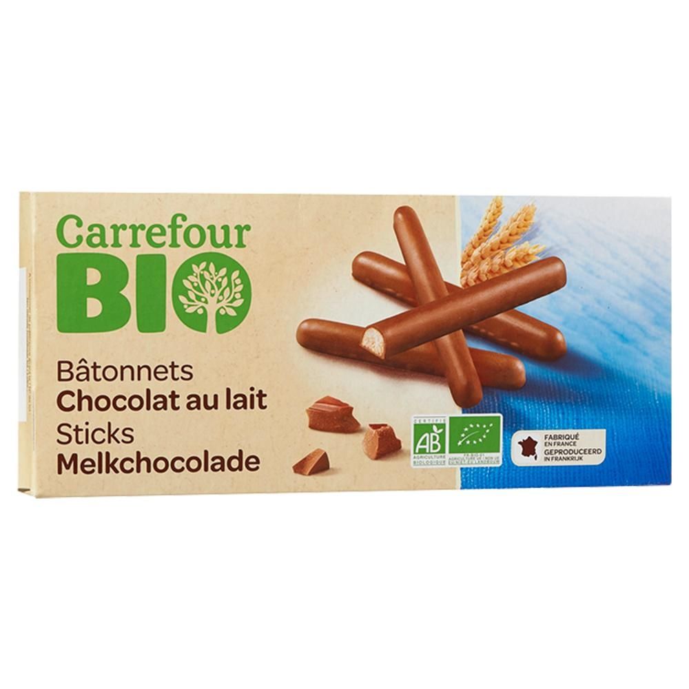 Carrefour Bio Ekologiczne herbatniki pokryte mleczną czekoladą 125 g