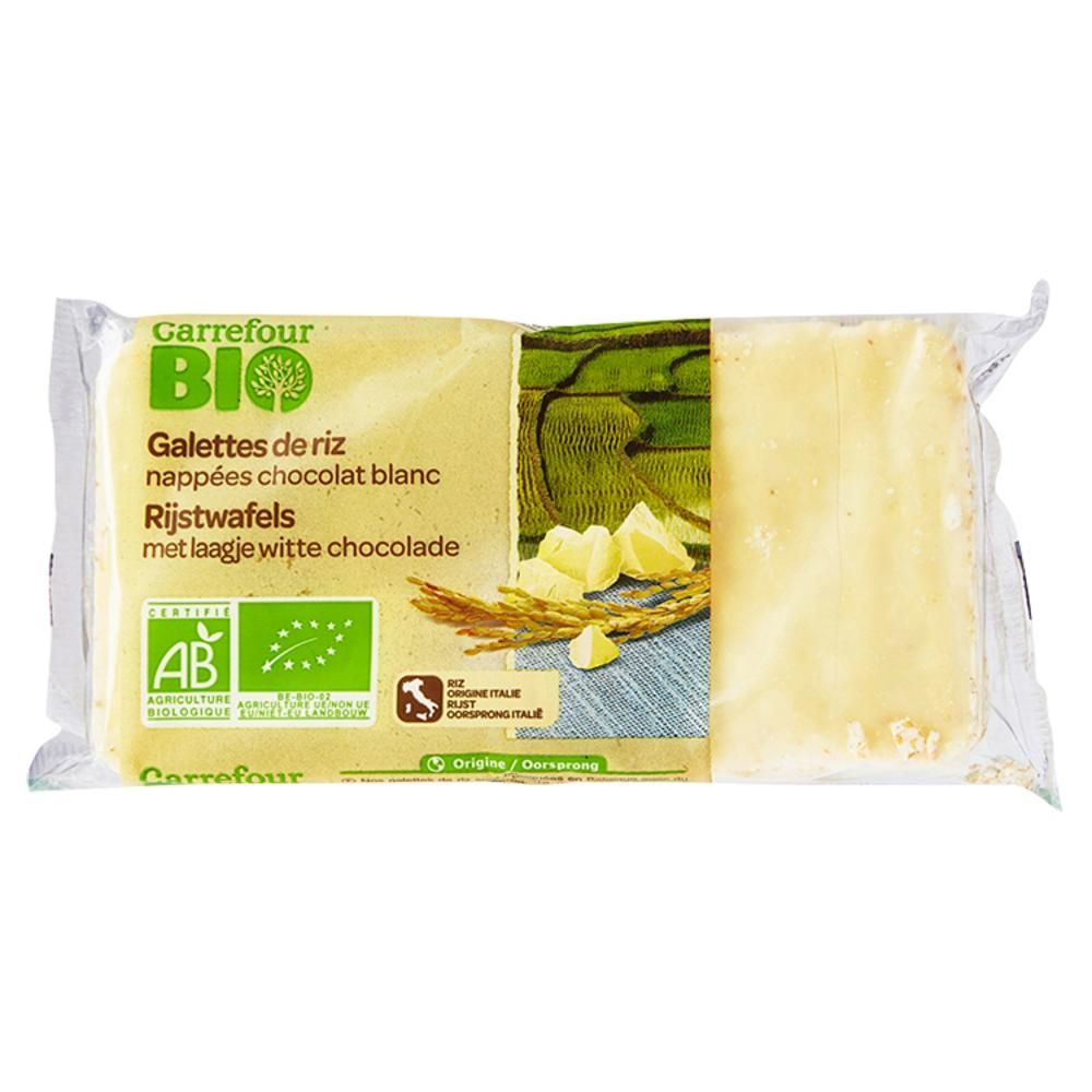 Carrefour Bio Ekologiczne wafle ryżowe w białej czekoladzie 90 g