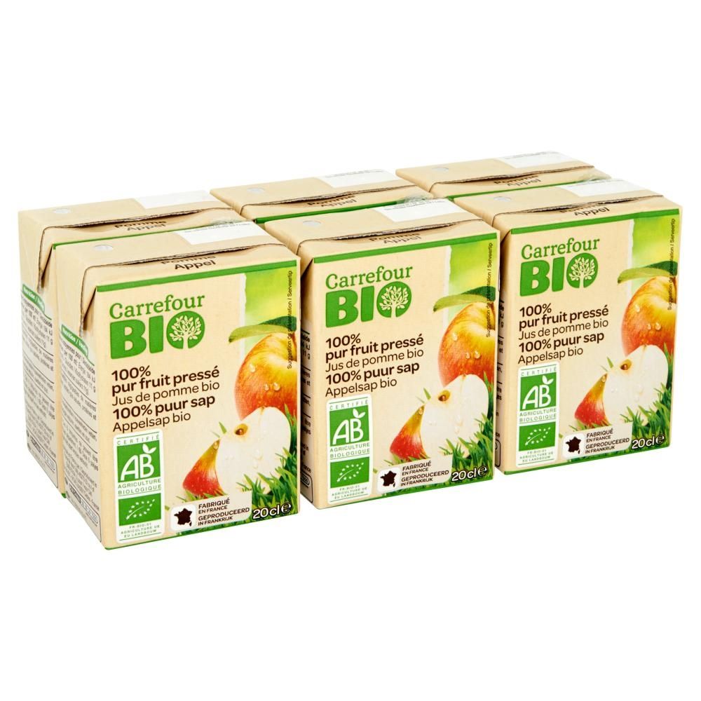 Carrefour Bio Ekologiczny sok jabłkowy 6 x 200 ml