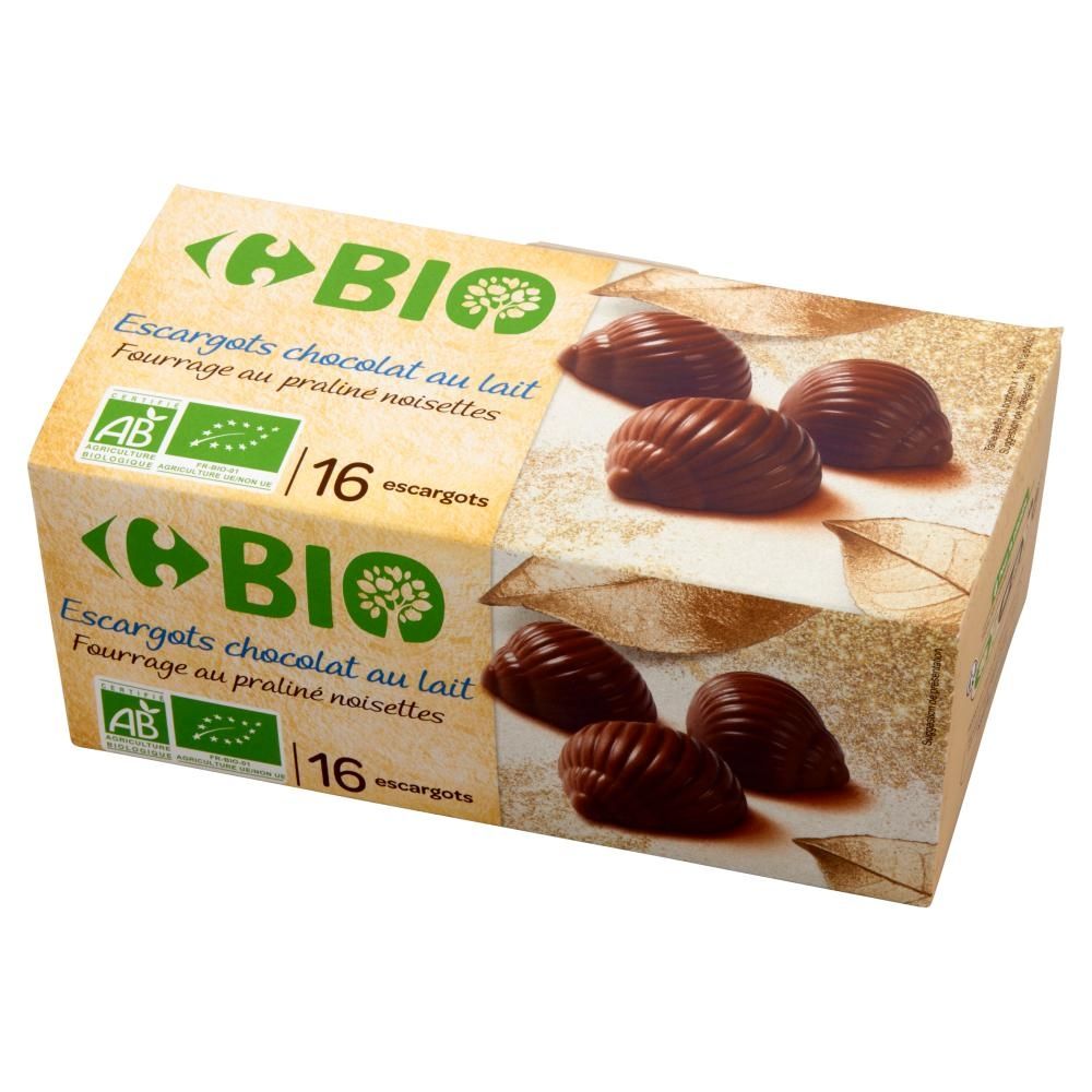 Carrefour Bio Ślimaki z czekolady mlecznej 160 g (16 sztuk)