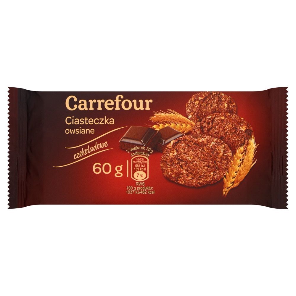 Carrefour Ciasteczka owsiane czekoladowe 60 g