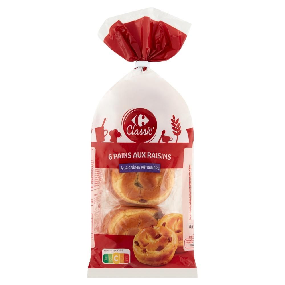 Carrefour Classic Bułeczki z kremem cukierniczym patissiere i rodzynkami 270 g (6 sztuk)