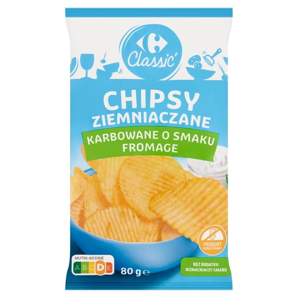 Carrefour Classic Chipsy ziemniaczane karbowane o smaku fromage 80 g