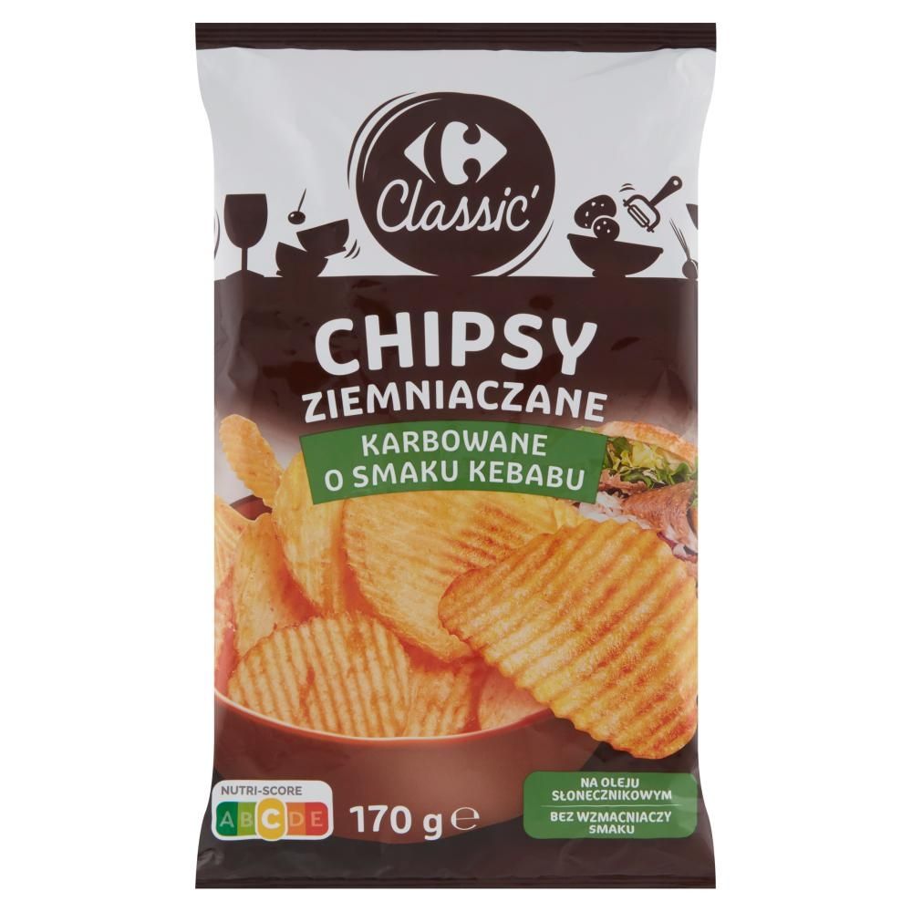 Carrefour Classic Chipsy ziemniaczane karbowane o smaku kebabu 170 g