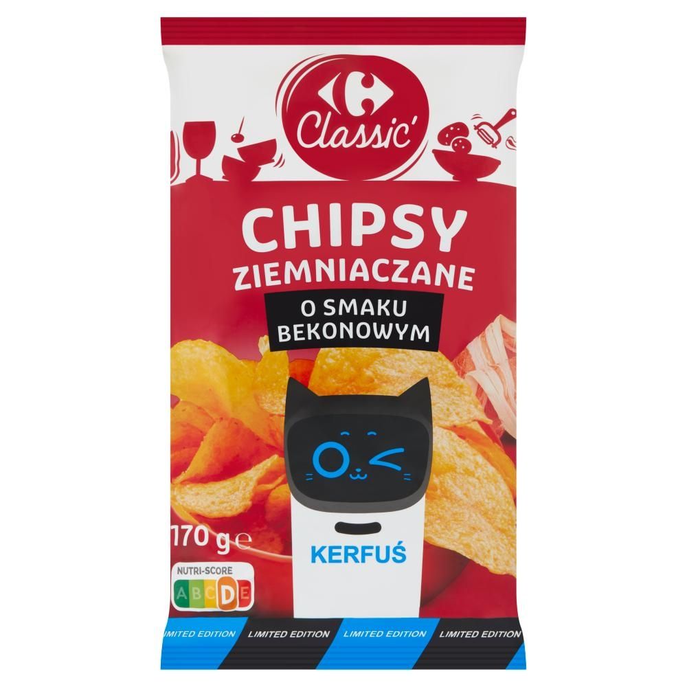 Carrefour Classic Chipsy ziemniaczane o smaku bekonowym 170 g