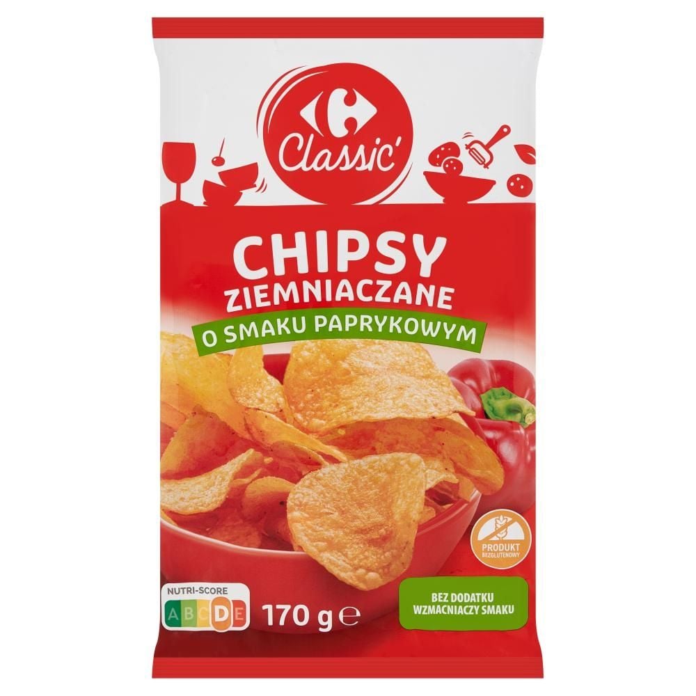 Carrefour Classic Chipsy ziemniaczane o smaku paprykowym 170 g