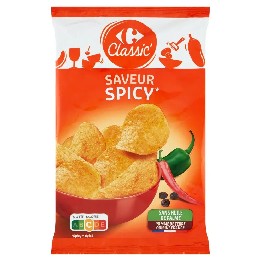 Carrefour Classic Chipsy ziemniaczane o smaku pikantnym 135 g