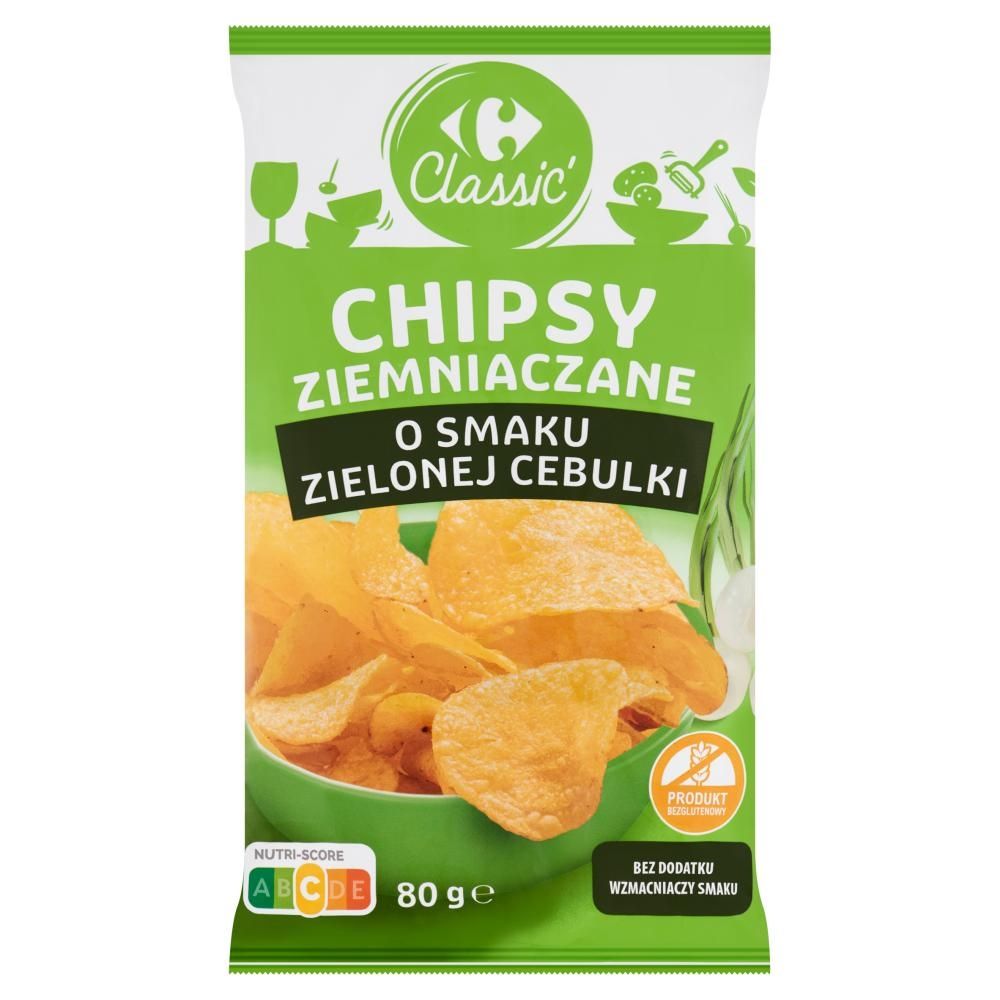 Carrefour Classic Chipsy ziemniaczane o smaku zielonej cebulki 80 g