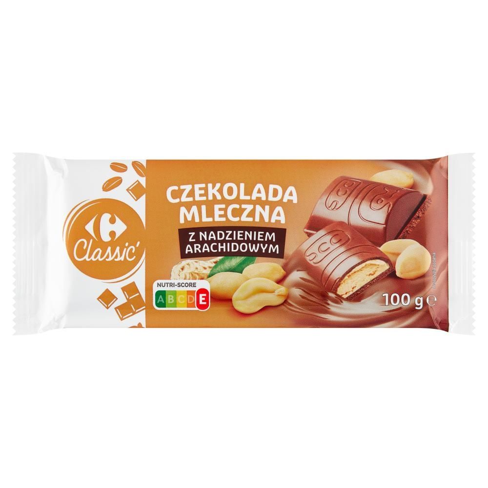 Carrefour Classic Czekolada mleczna z nadzieniem arachidowym 100 g