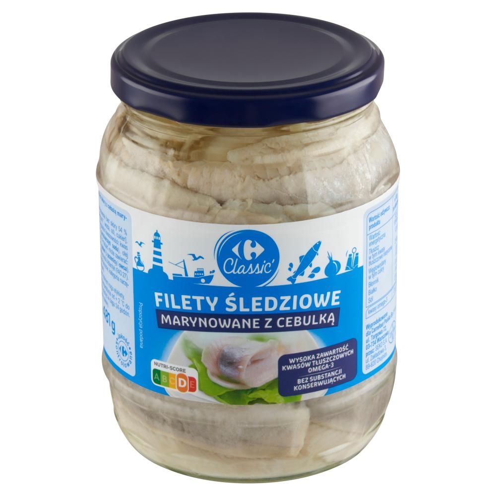 Carrefour Classic Filety śledziowe marynowane z cebulką 650 g