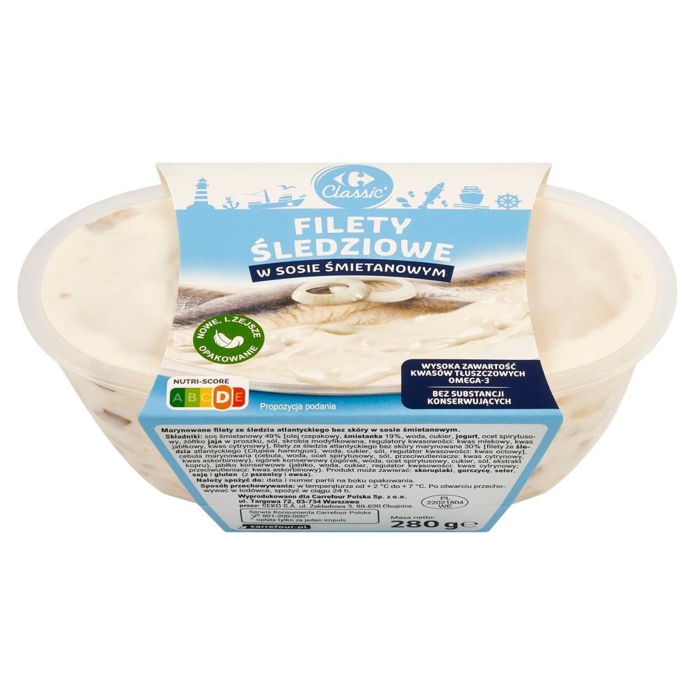 Carrefour Classic Filety śledziowe w sosie śmietanowym 280 g