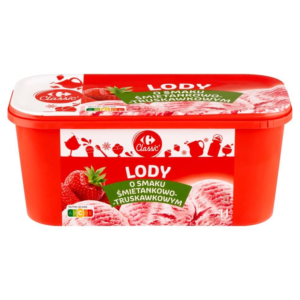 Carrefour Classic Lody o smaku śmietankowo-truskawkowym 1 l